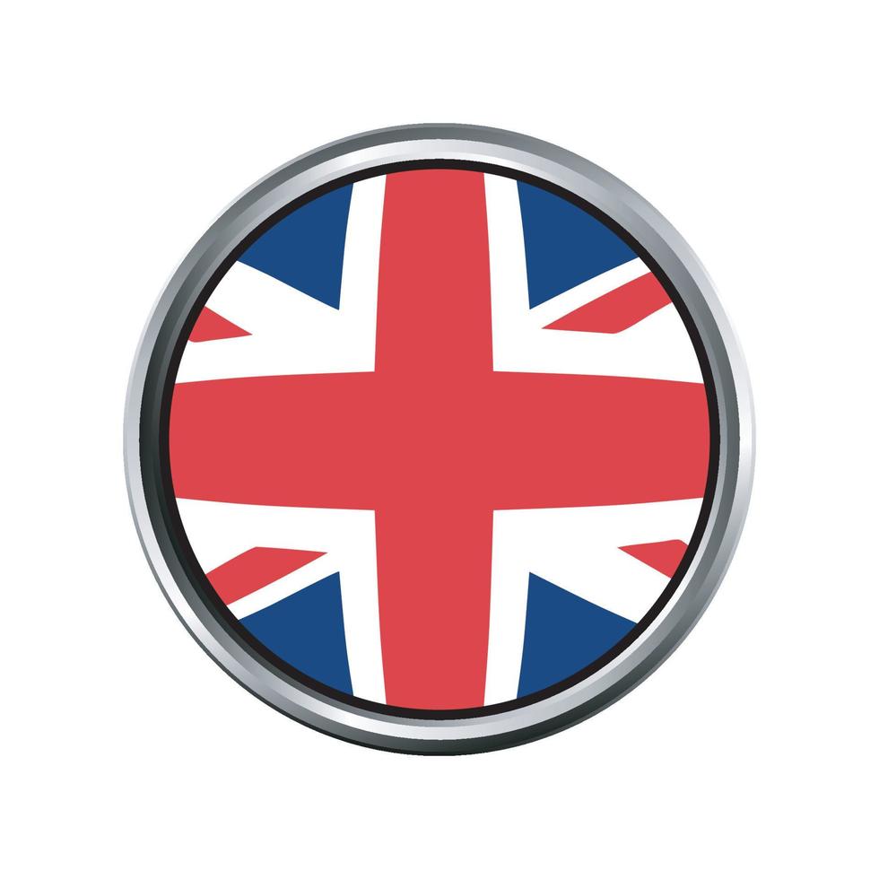 united kingdom Flag with silver circle chrome Frame Bevel vector