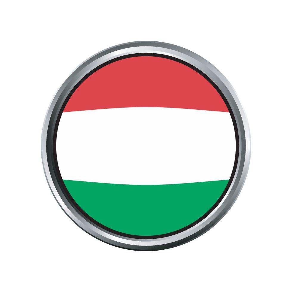 hungary Flag with silver circle chrome Frame Bevel vector