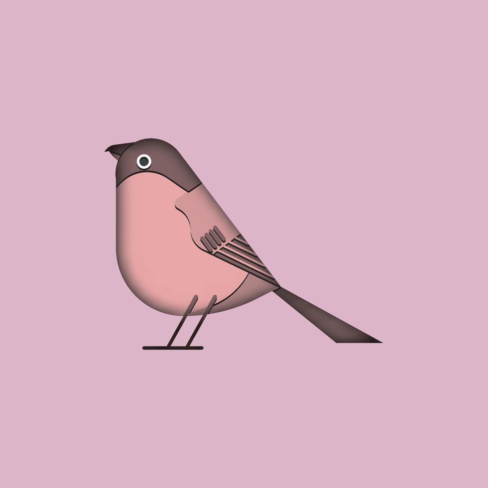 cartoon exotic bird in trendy craft paper graphic style. Modern design for advertising, branding, greeting cards, covers, posters, banners. Vector illustration