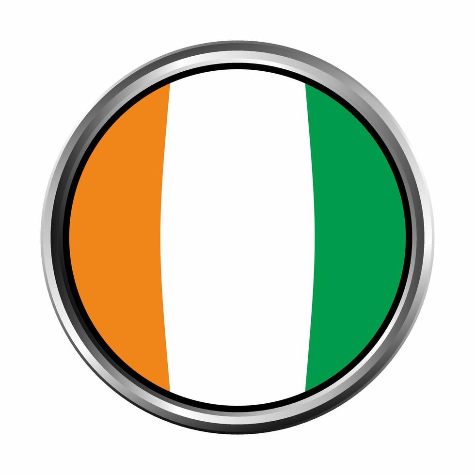 IVORY COAST Flag with silver circle chrome Frame Bevel vector