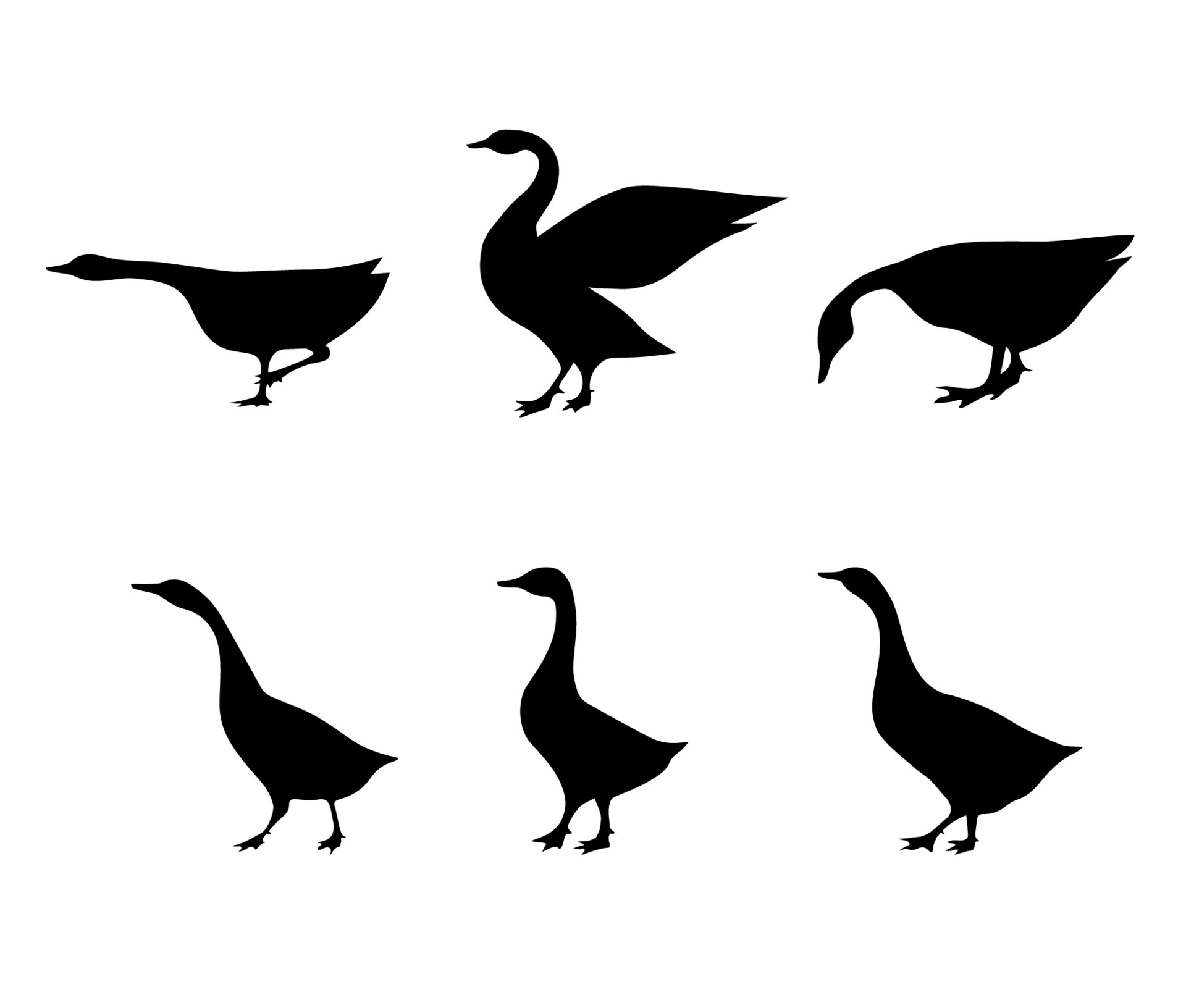 Goose black silhouettes set 4474627 Vector Art at Vecteezy