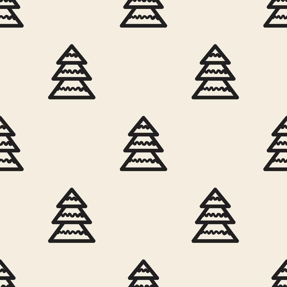 seamless christmas event pattern background with hand draw minimal pine tree vector