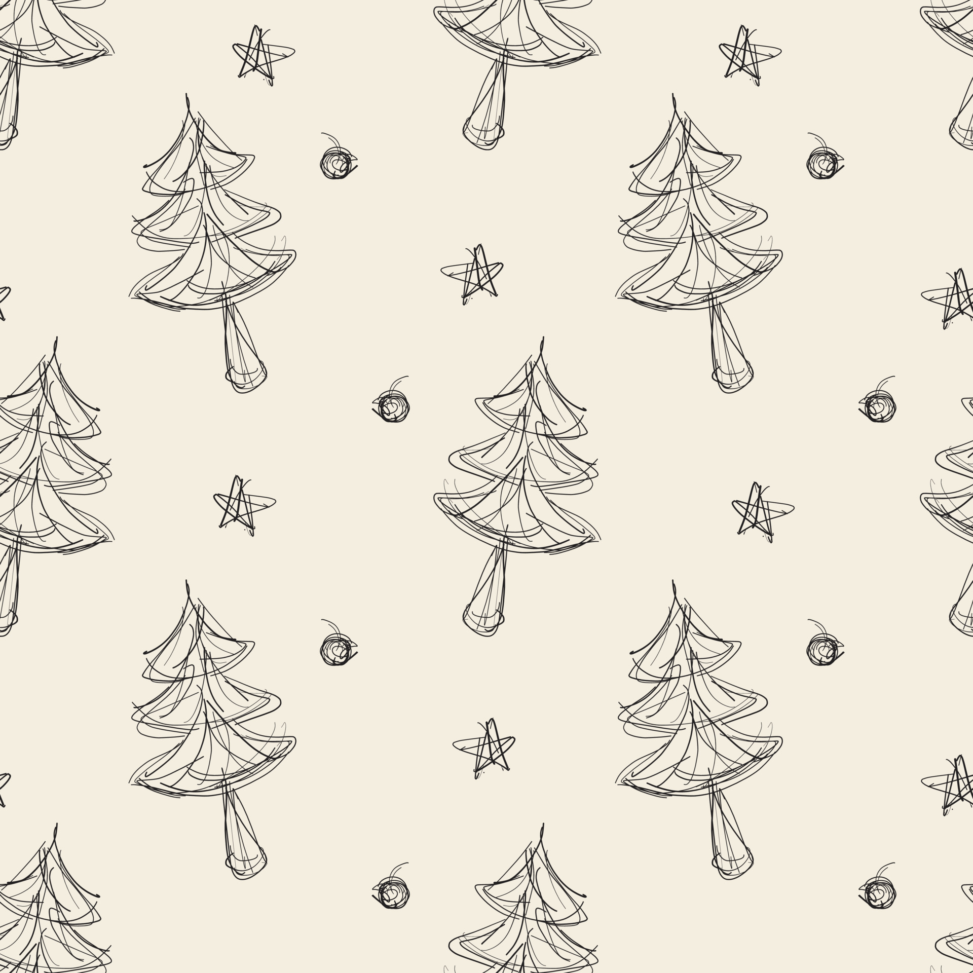 seamless simple christmas pattern background with hand draw sketch pine ...