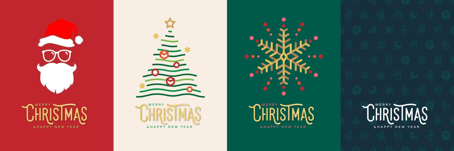 Merry christmas and happy new year card greeting invitation vector illutration