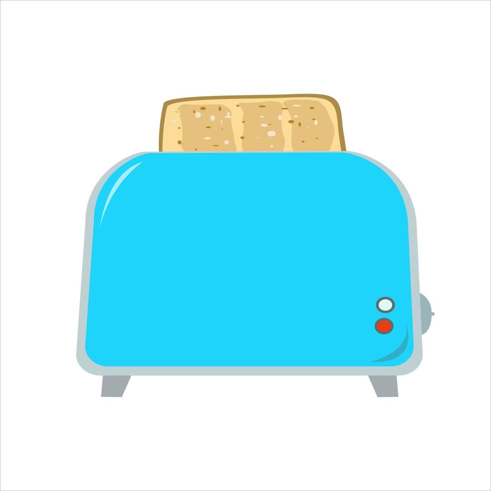 Kitchen toaster with a slice of bread. vector