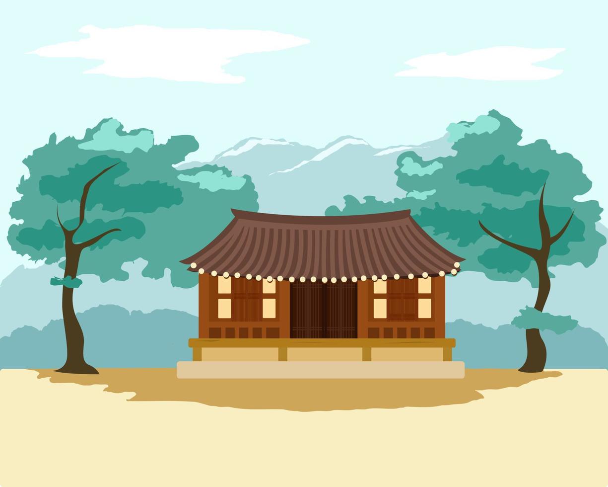 Hanok Korean traditional house. Vector illustration 4474700 Vector Art