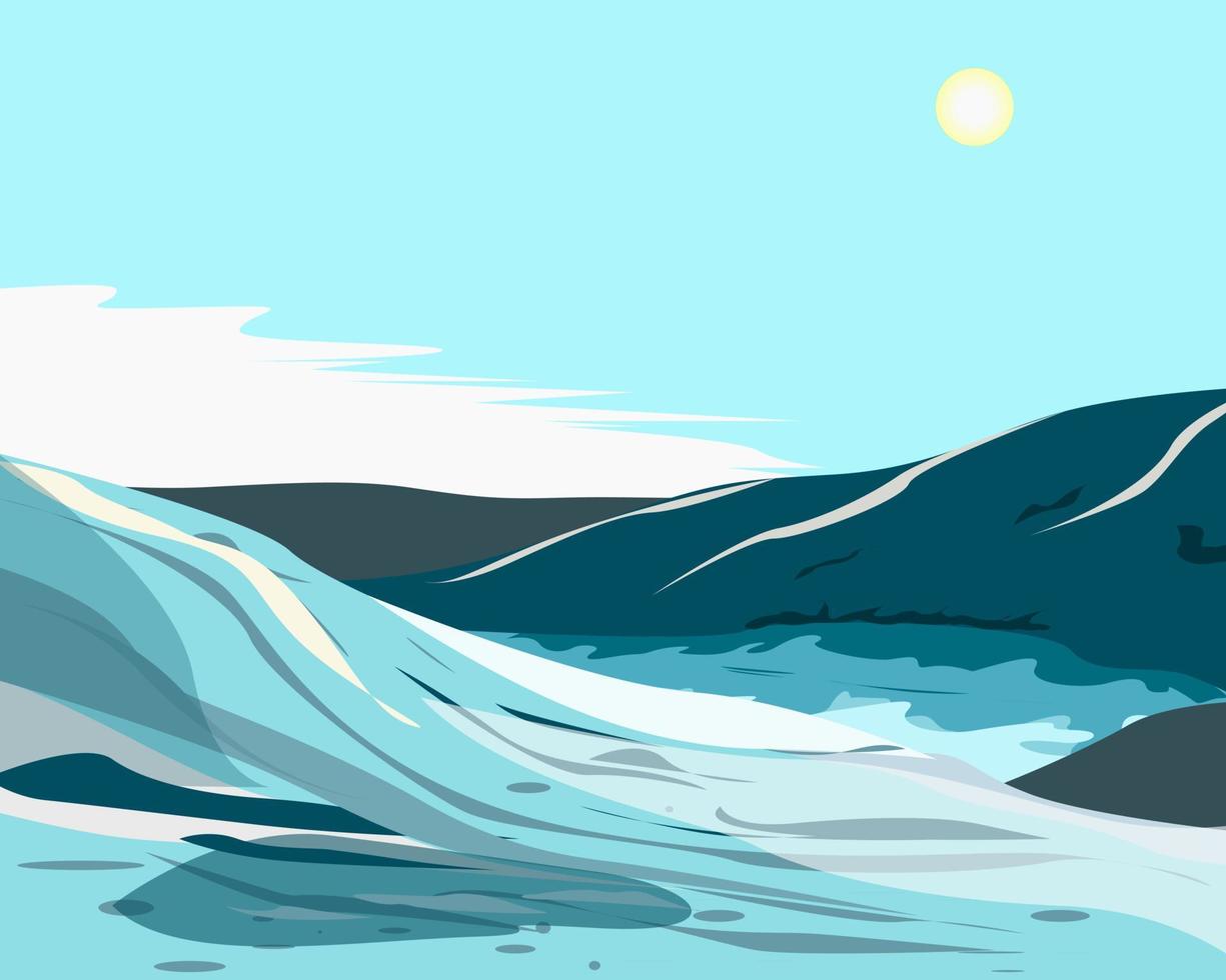 Winter landscape with mountains and snow vector