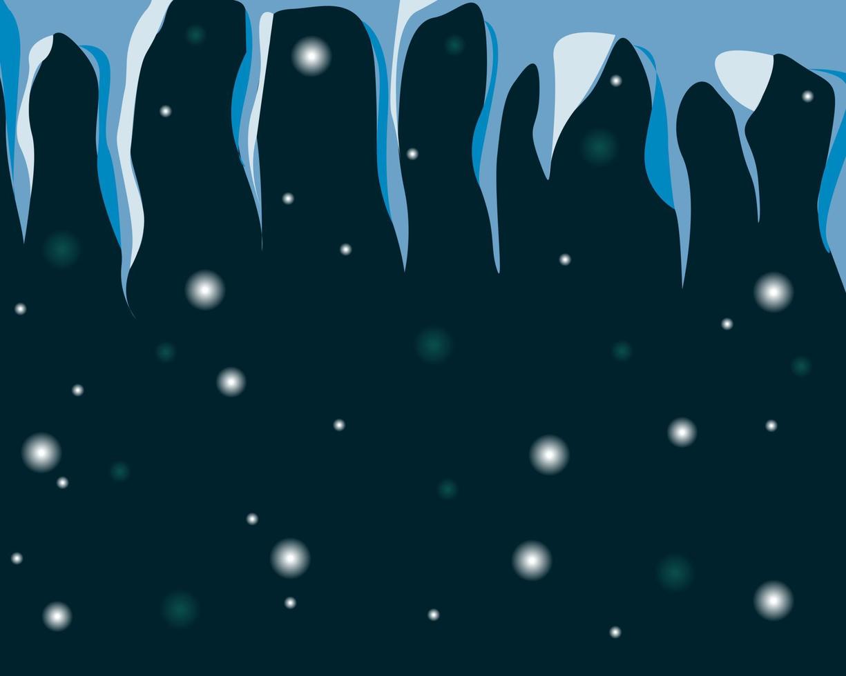 fondo de invierno con carámbanos y copos de nieve cayendo vector