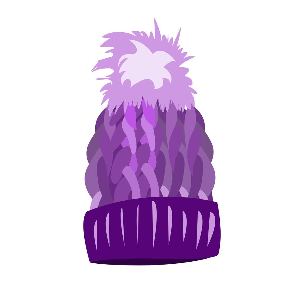 gorro de punto morado con pompón vector