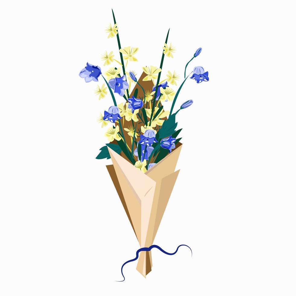 Bouquet with bells and yellow flowers vector