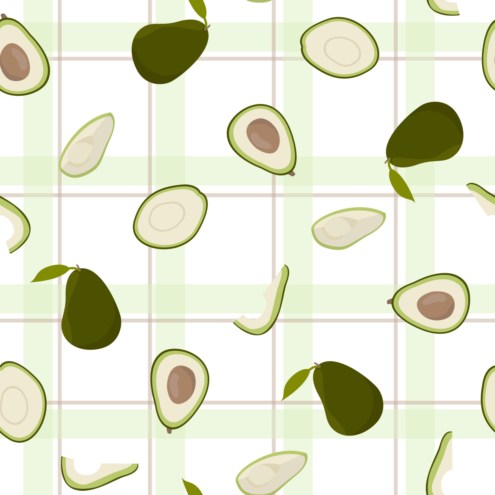 Cute avocado with white pattern green checkered minimalist. Summer ...