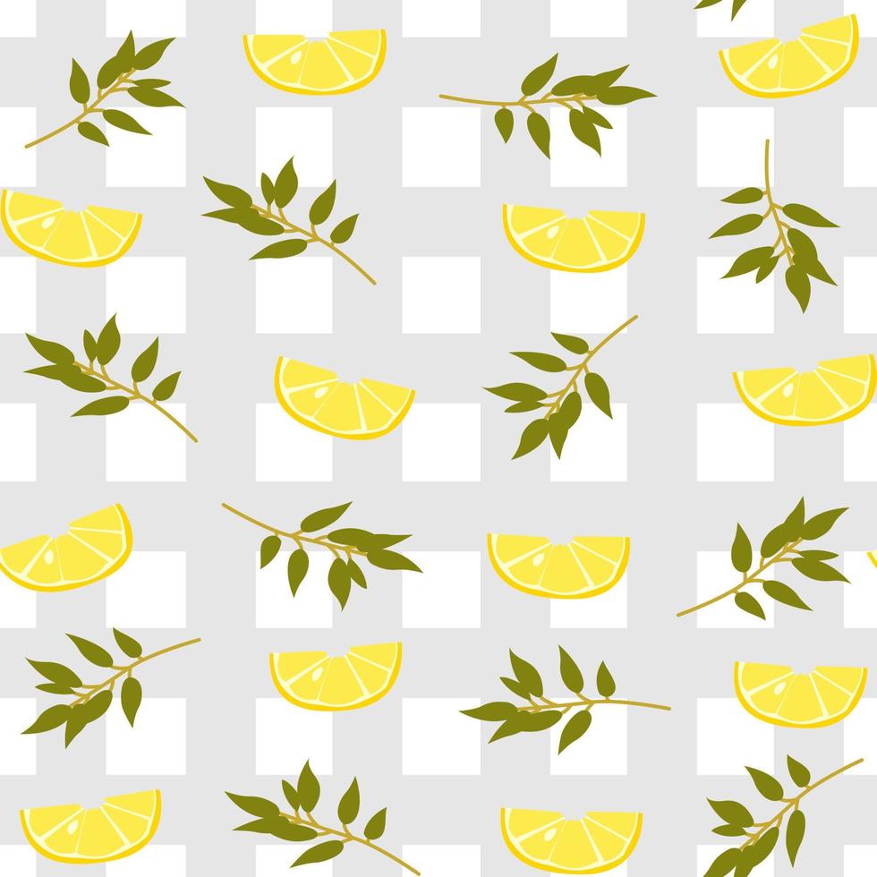 Cute Lemon Wedge And Leaves With White Pattern Grey Checkered Minimalist Summer Texture Textiles Children Wallpaper Vector Art At Vecteezy