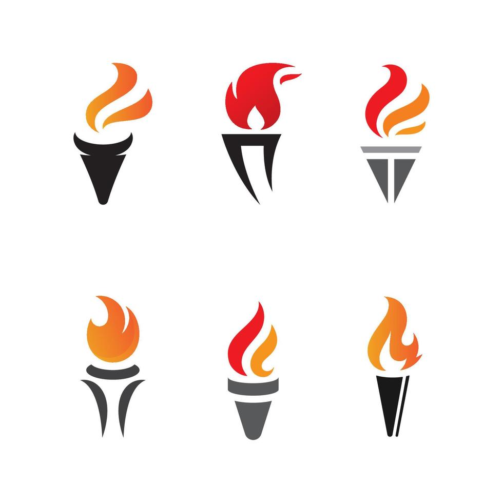 Torch flame logo icon  vector template