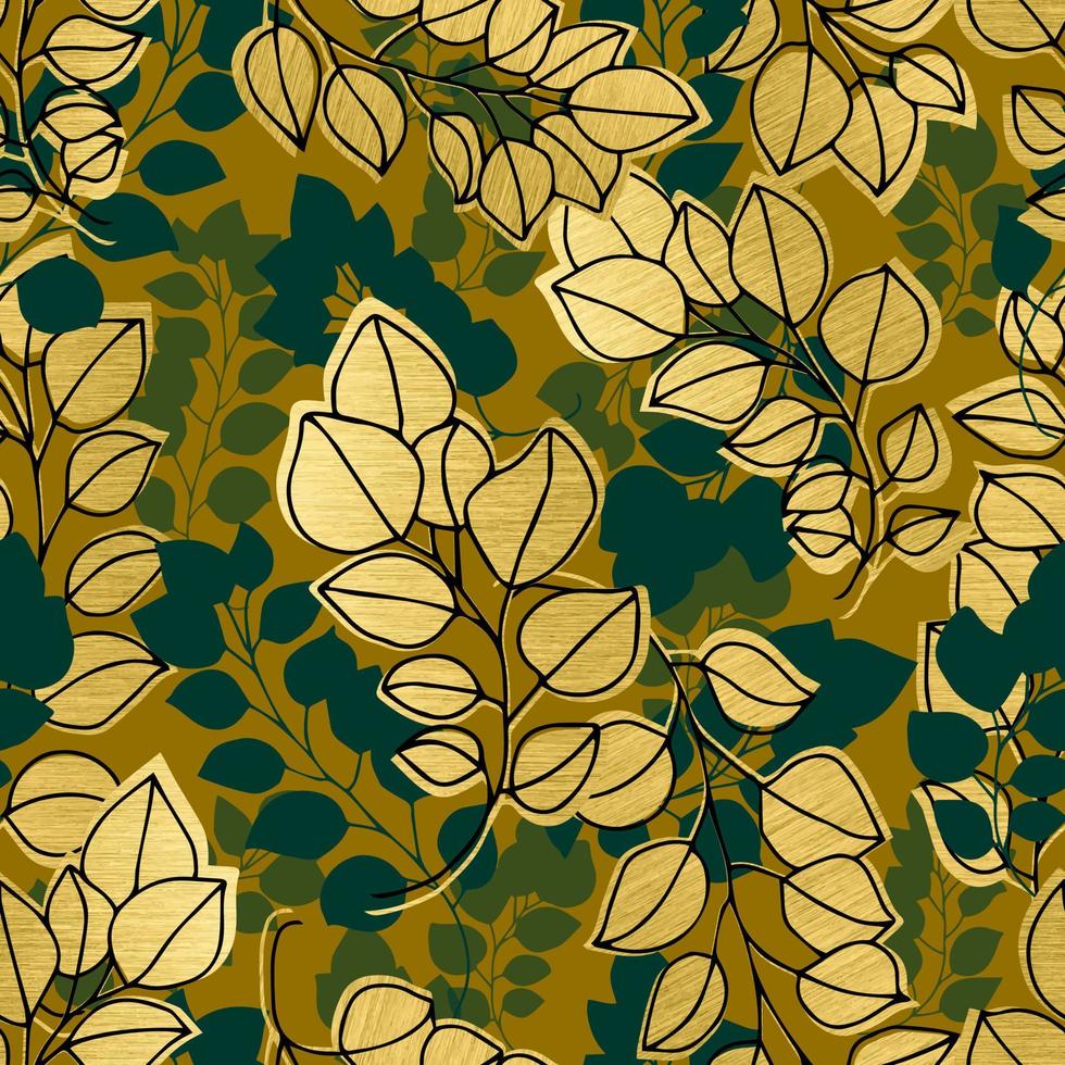 autumn metallic leaves vector seamless pattern. background for fabrics, prints, packaging and postcards