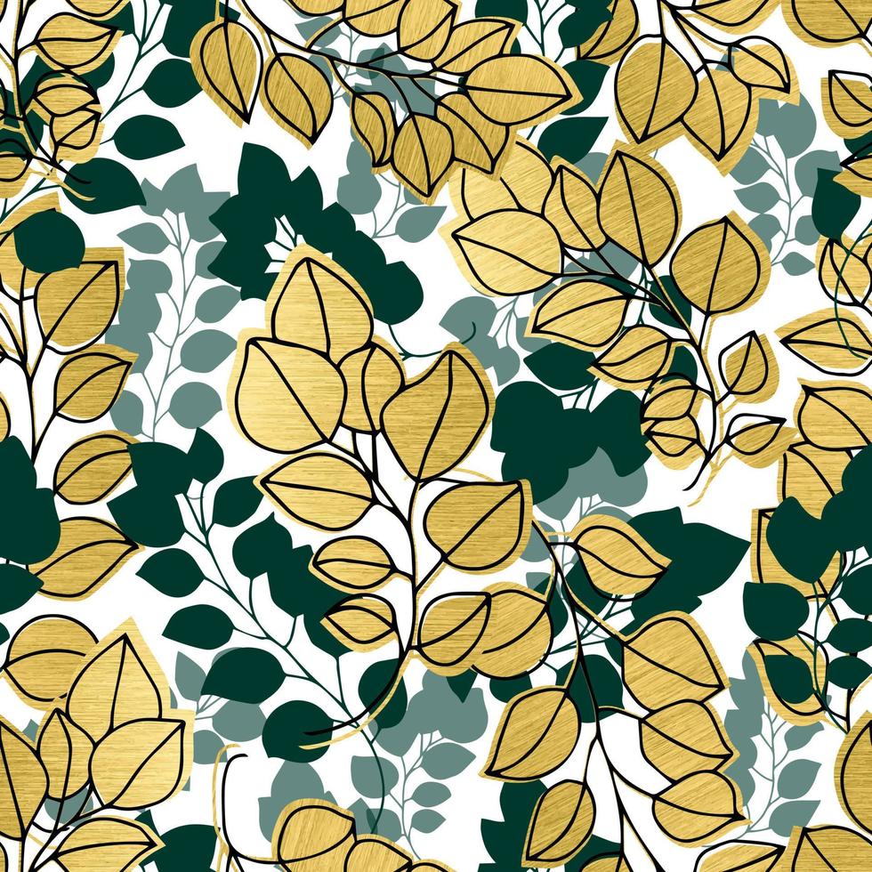 autumn metallic leaves vector seamless pattern. background for fabrics, prints, packaging and postcards