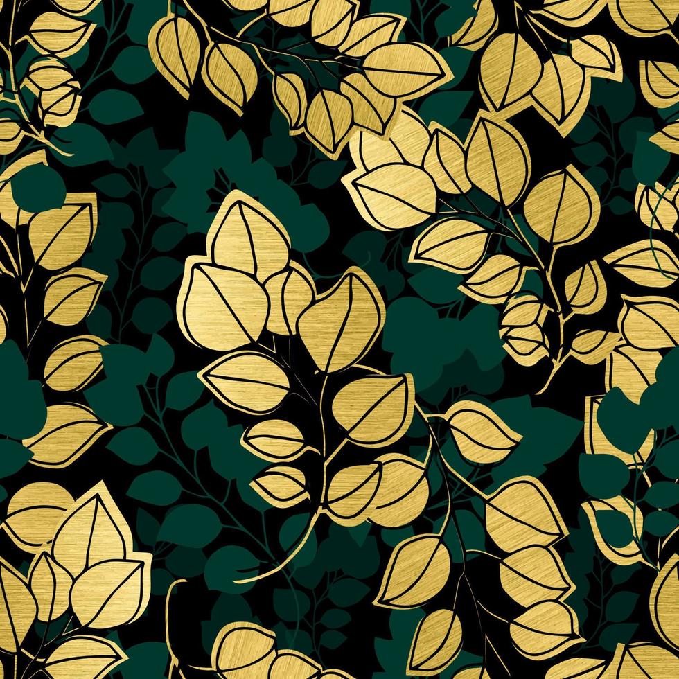 autumn metallic leaves vector seamless pattern. background for fabrics, prints, packaging and postcards