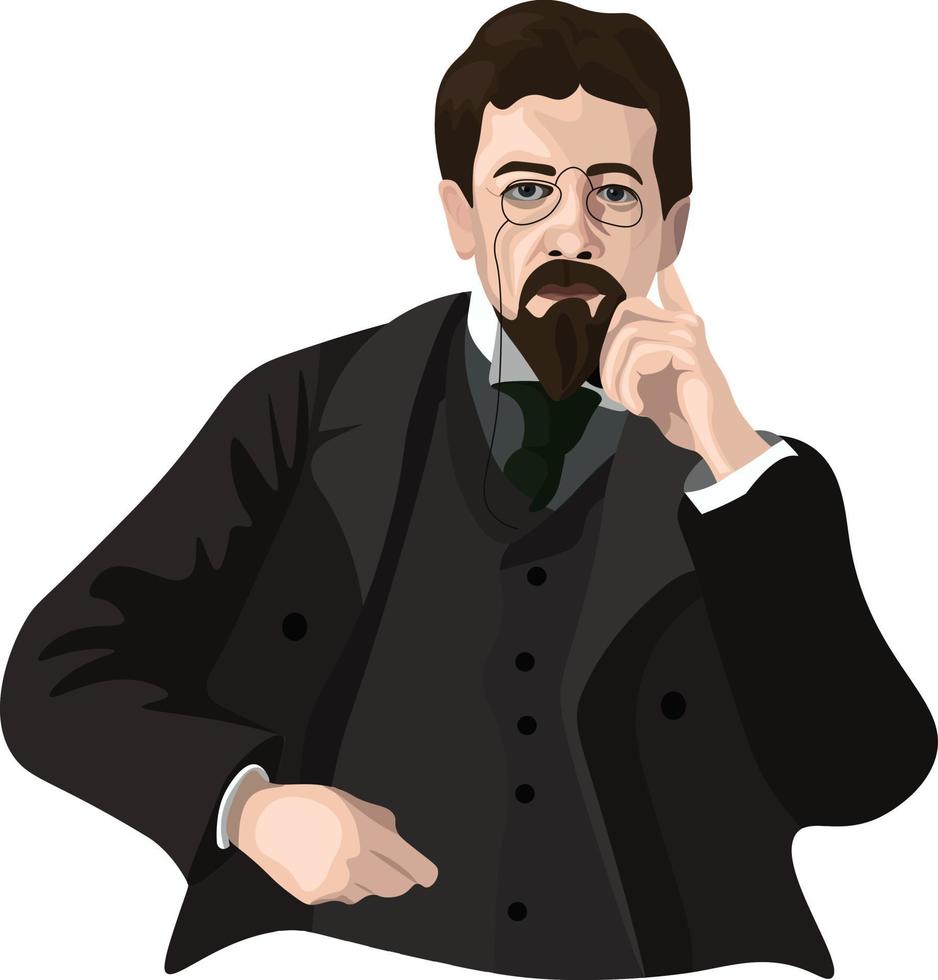 Chekhov, Russian writer. Portrait, vector graphics