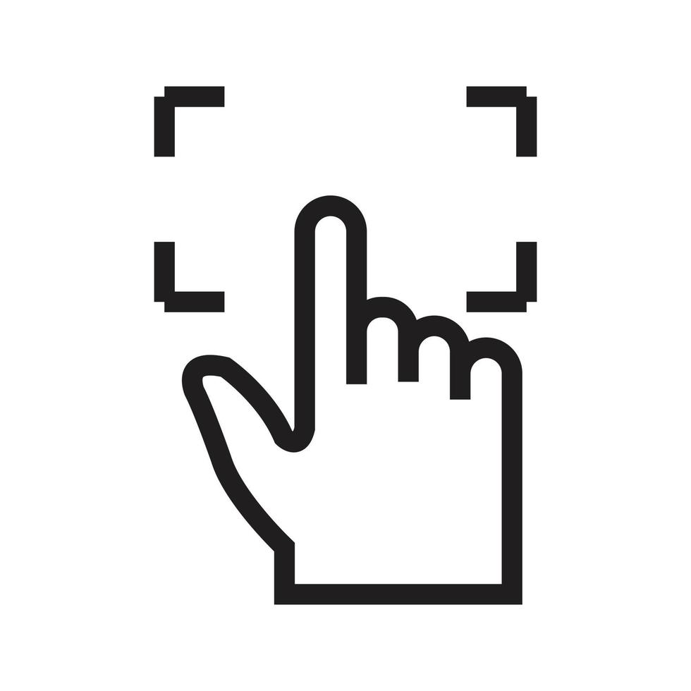 línea de vector de icono de toque de huella digital para web, presentación, logotipo, símbolo de icono