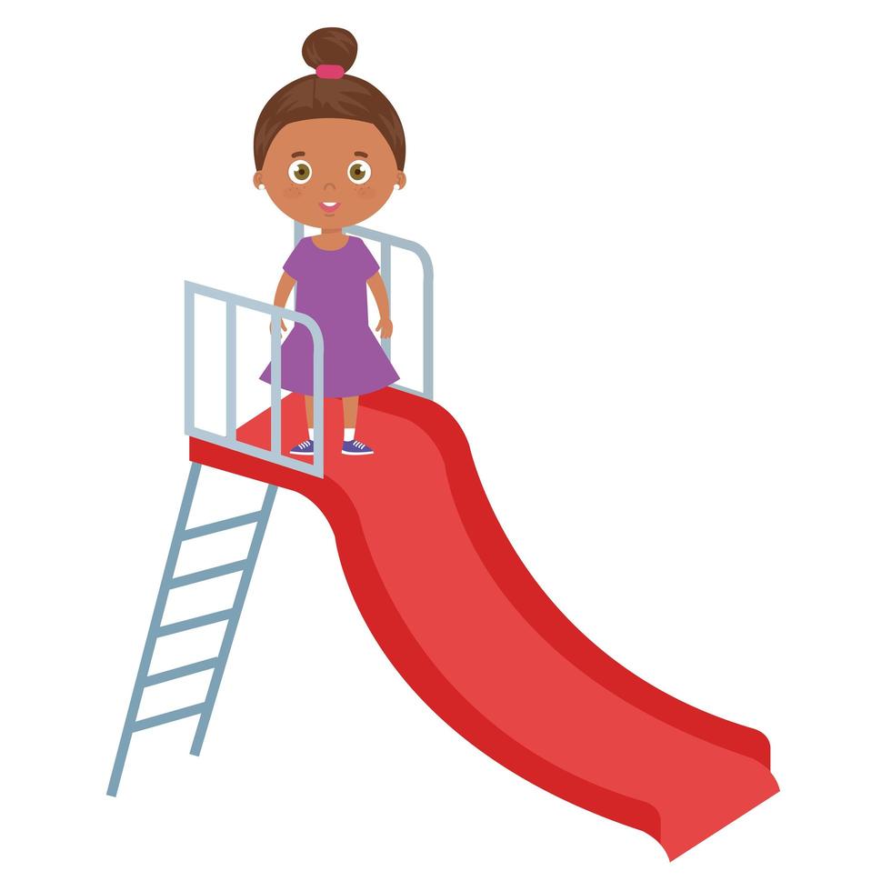 cute little girl afro in slide game vector