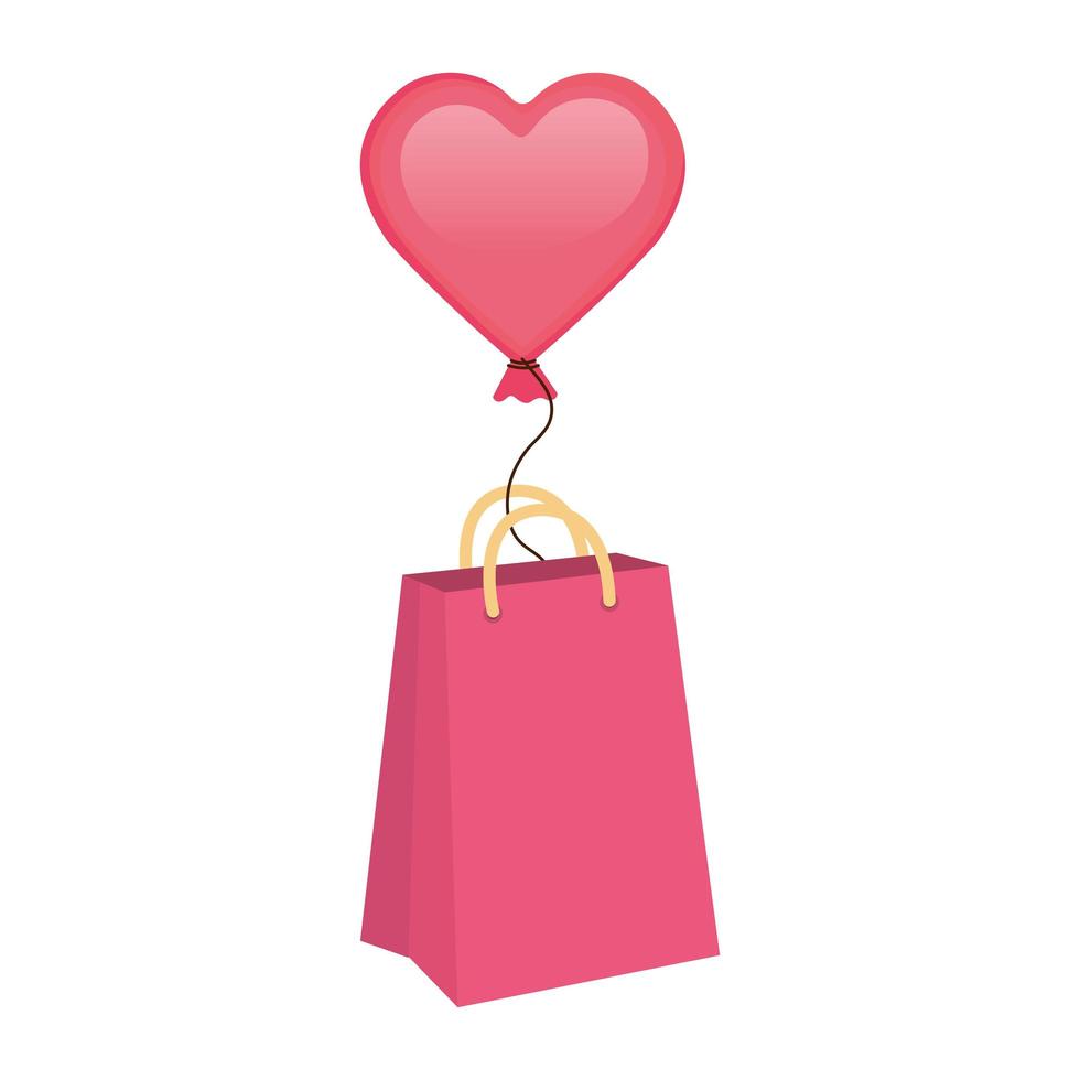 balloon helium in heart shape with bag shopping vector