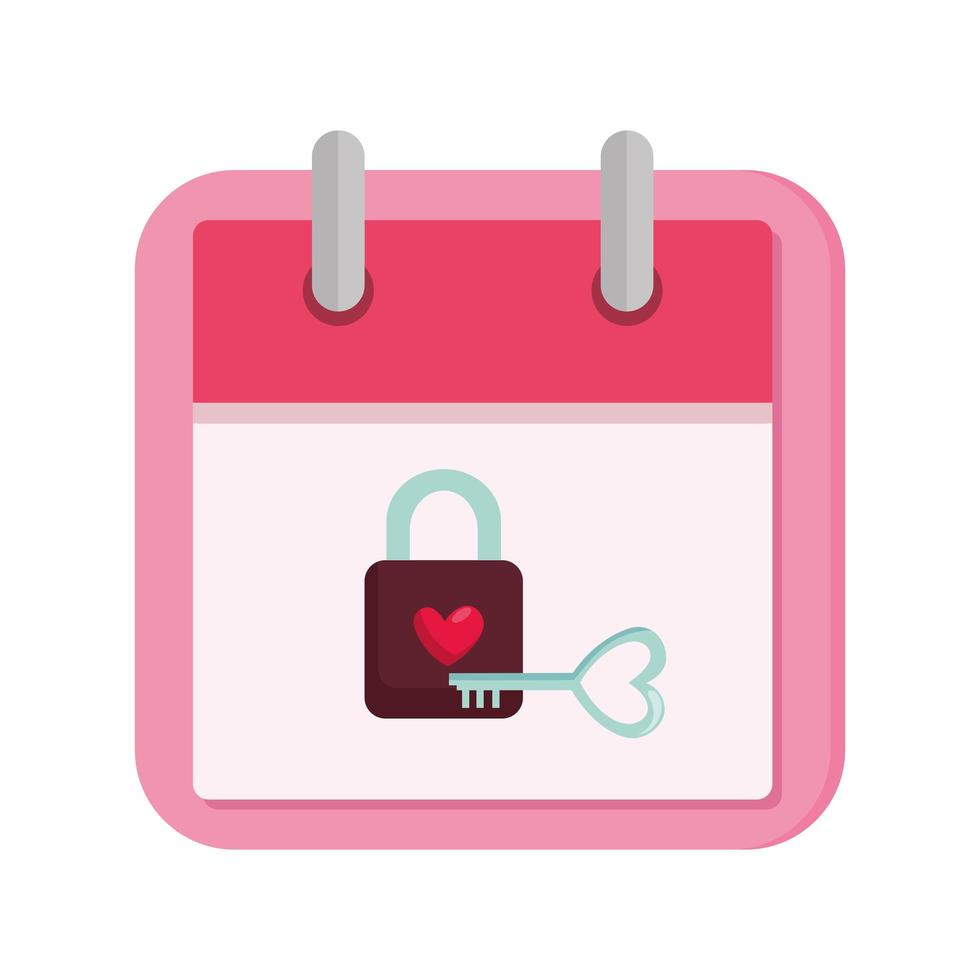 calendar and padlock with heart vector