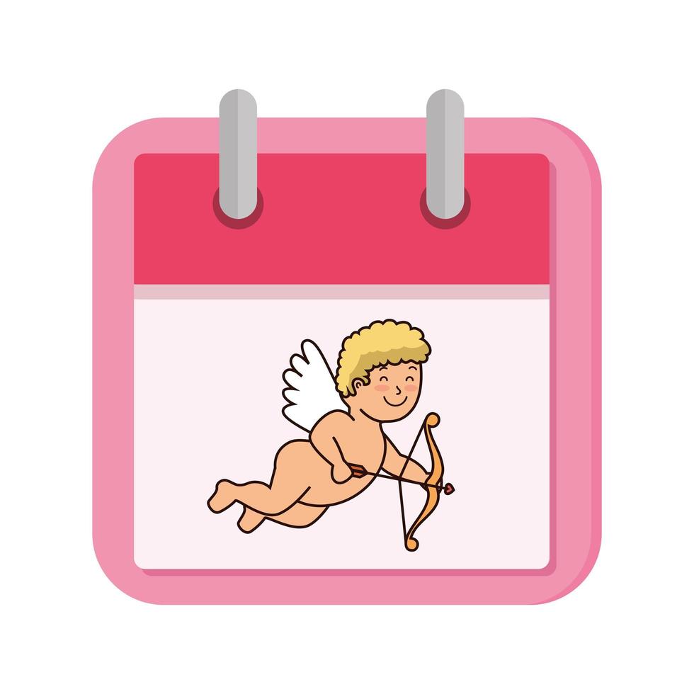 calendar and cupid with arch vector