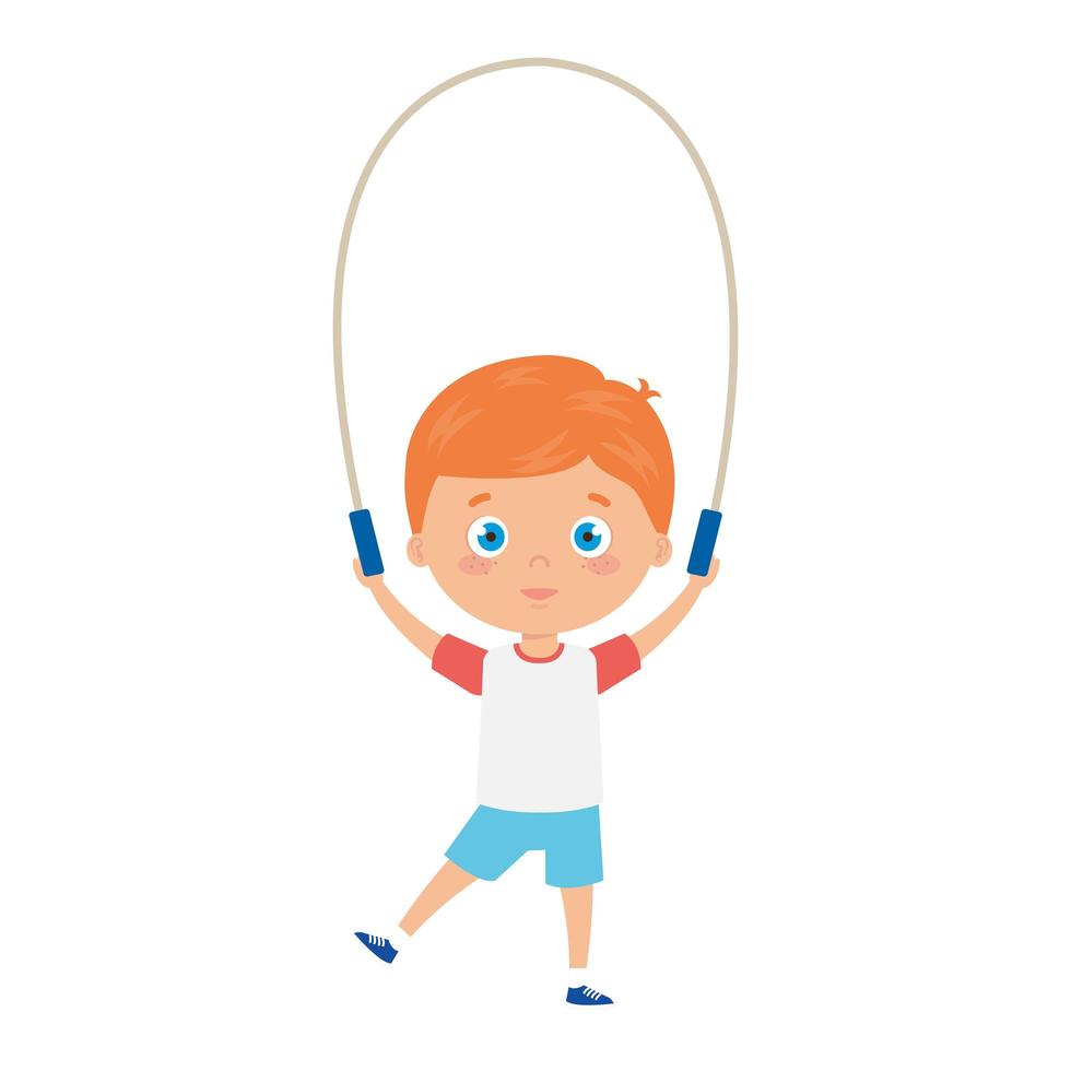 cute little boy with jump rope 4475604 Vector Art at Vecteezy