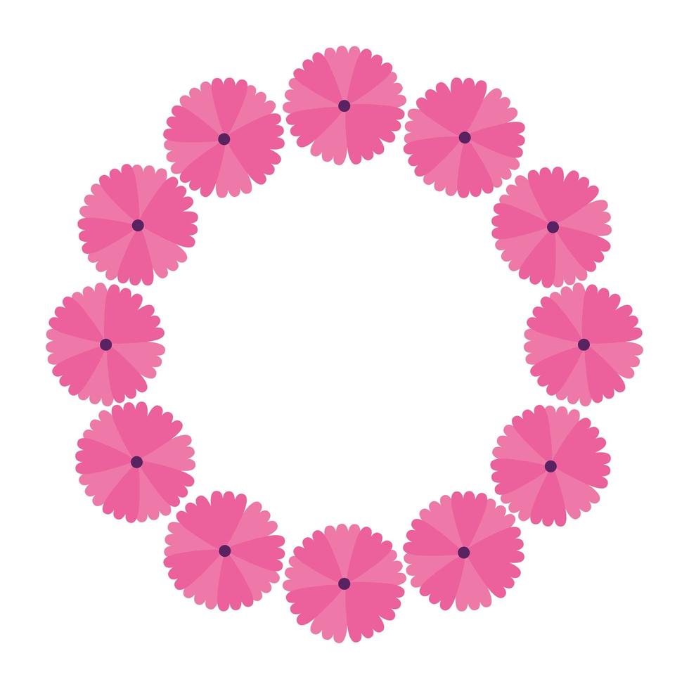 frame circular of flowers isolated icon vector