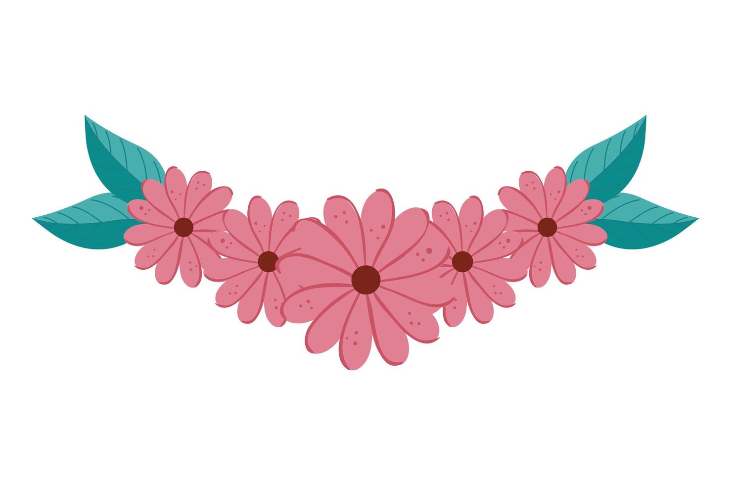 cute flowers natural with leafs isolated icon vector