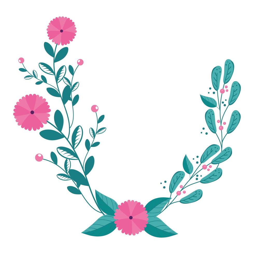 flowers with branches and leafs isolated icon vector