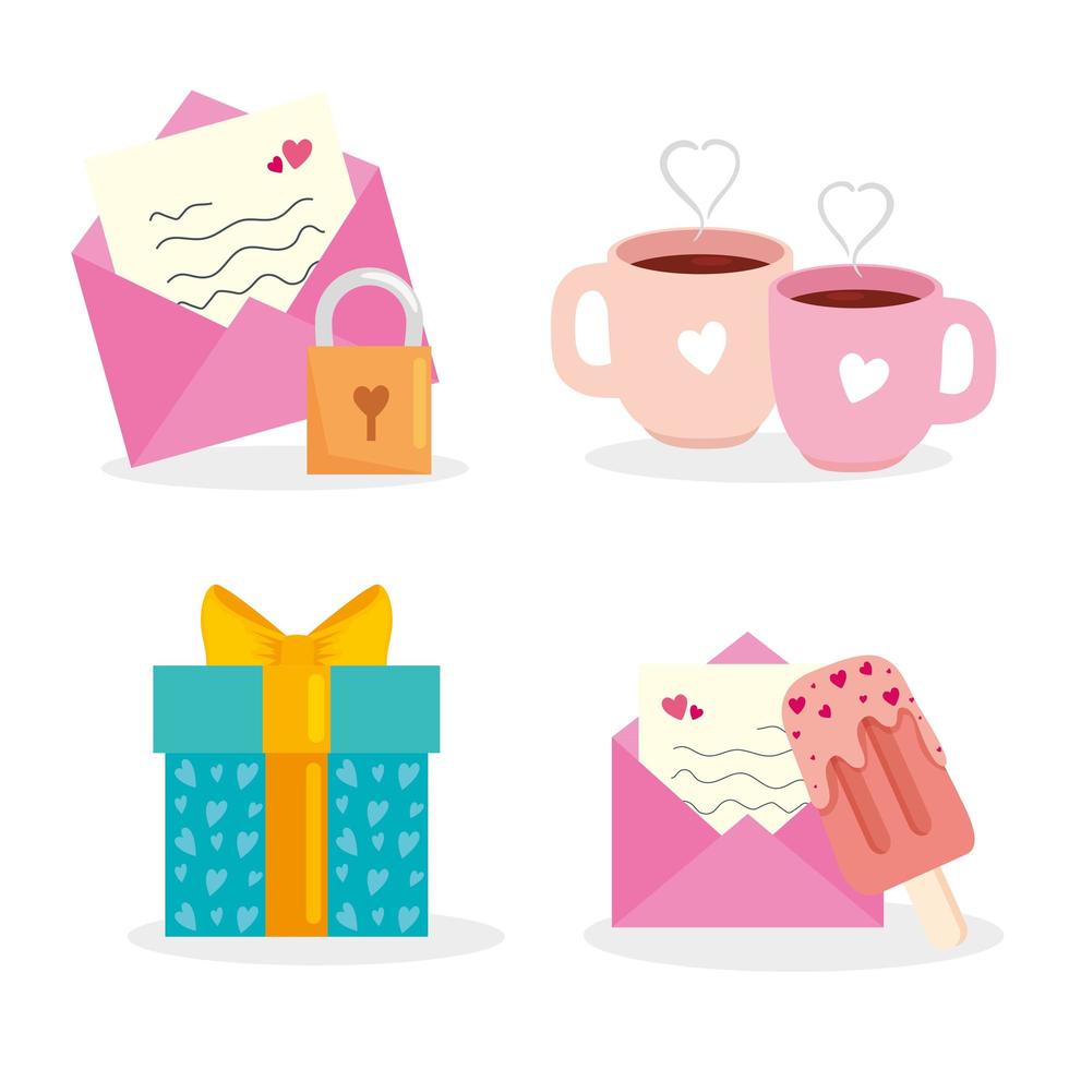 set of icons for valentines day celebration vector