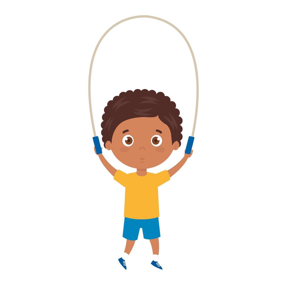 cute little boy afro with jump rope 4475688 Vector Art at Vecteezy