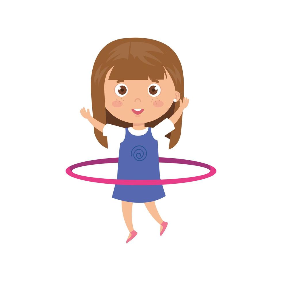 cute little girl playing hula hula isolated icon vector