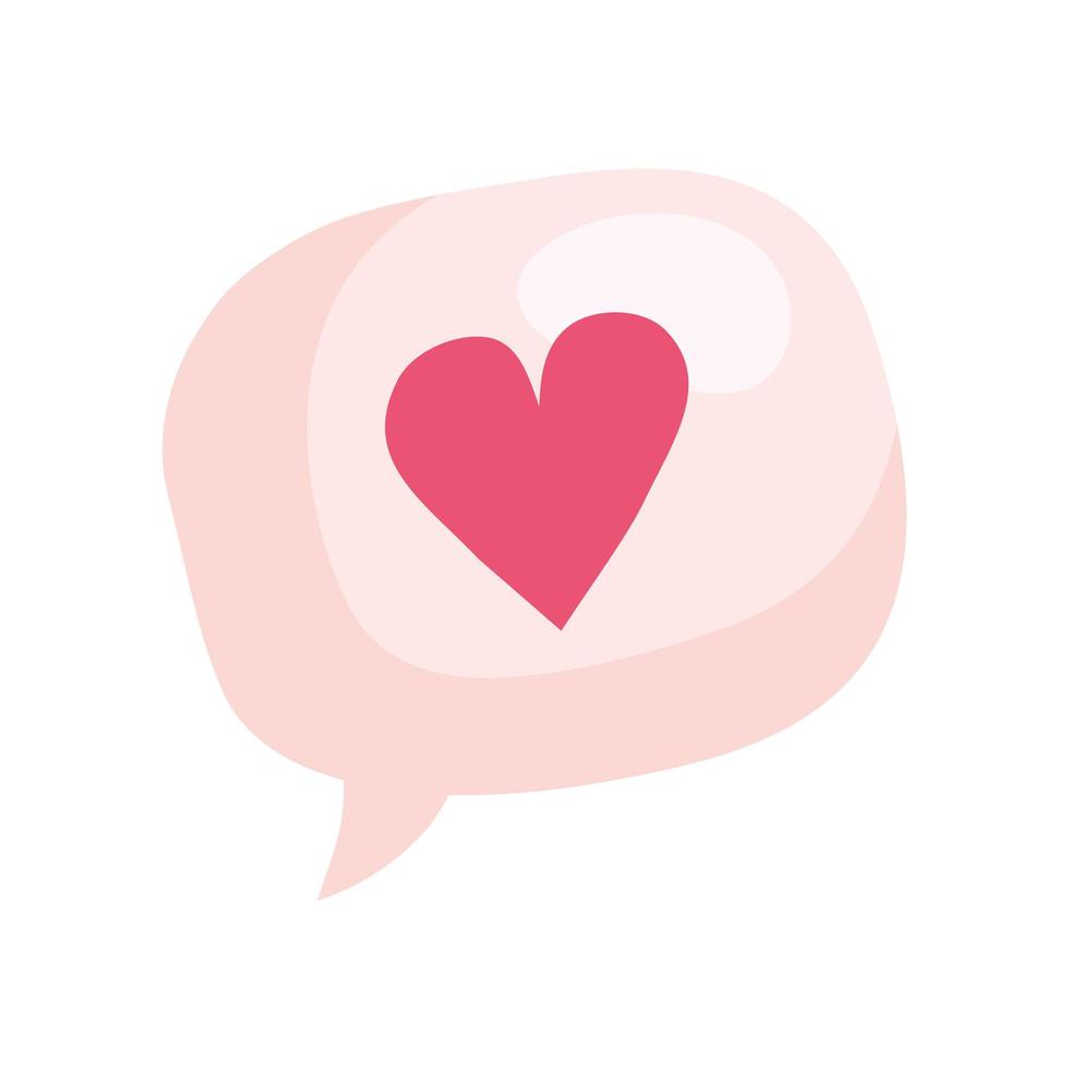 cute heart in speech bubble isolated icon vector