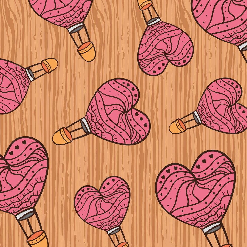 background of balloons air hot in wooden background vector