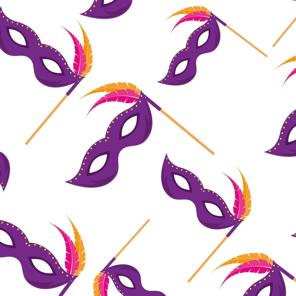 Isolated mardi gras mask with feathers background vector design