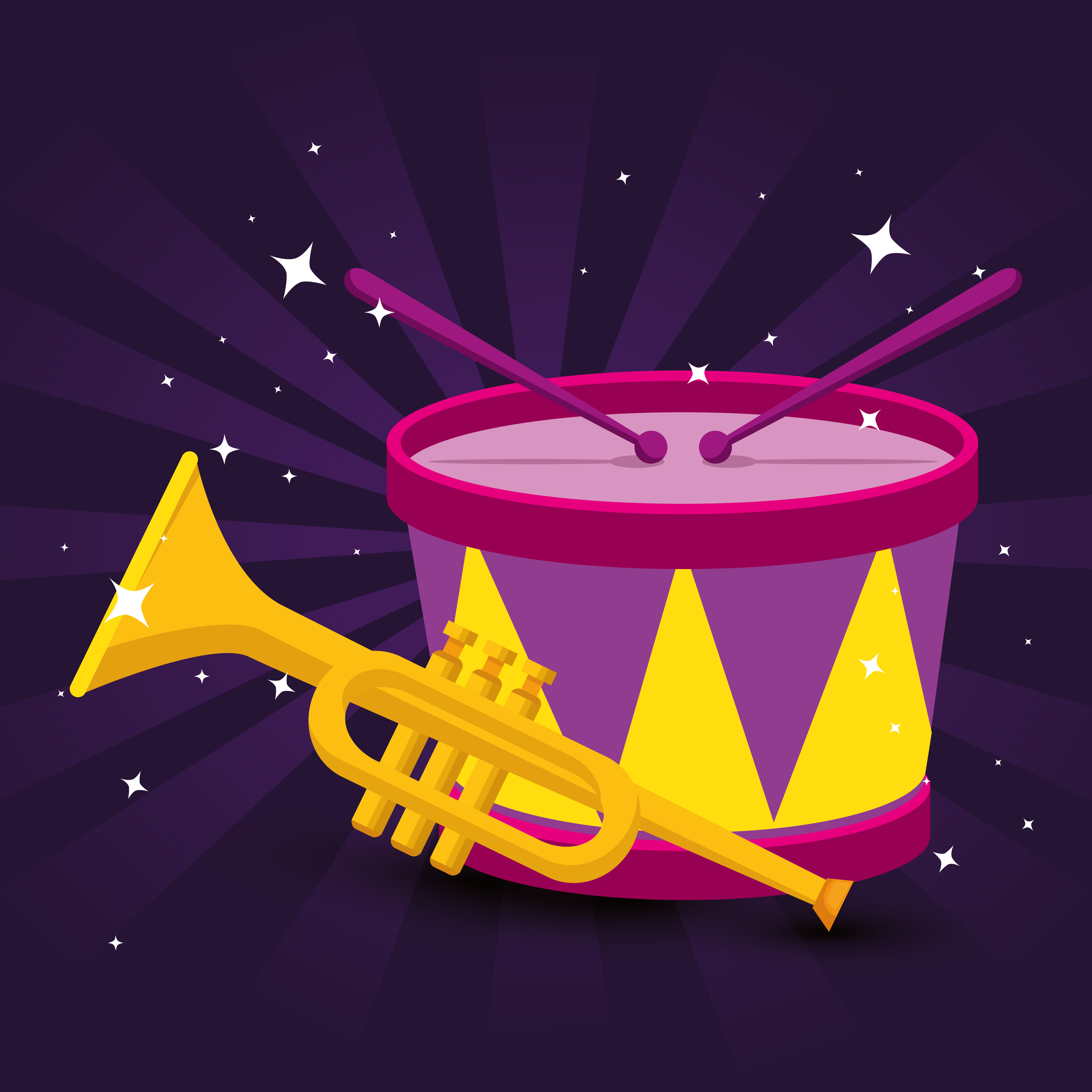 Mardi gras trumpet and drum vector design 4475869 Vector Art at Vecteezy