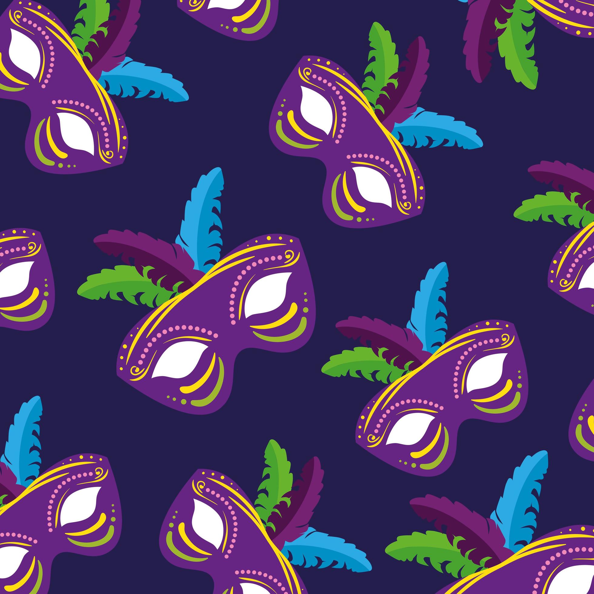 Mardi gras masks feathers background vector design 4475876 Vector Art