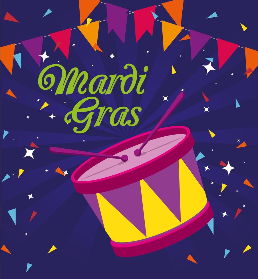 diseño de vector de tambor de mardi gras