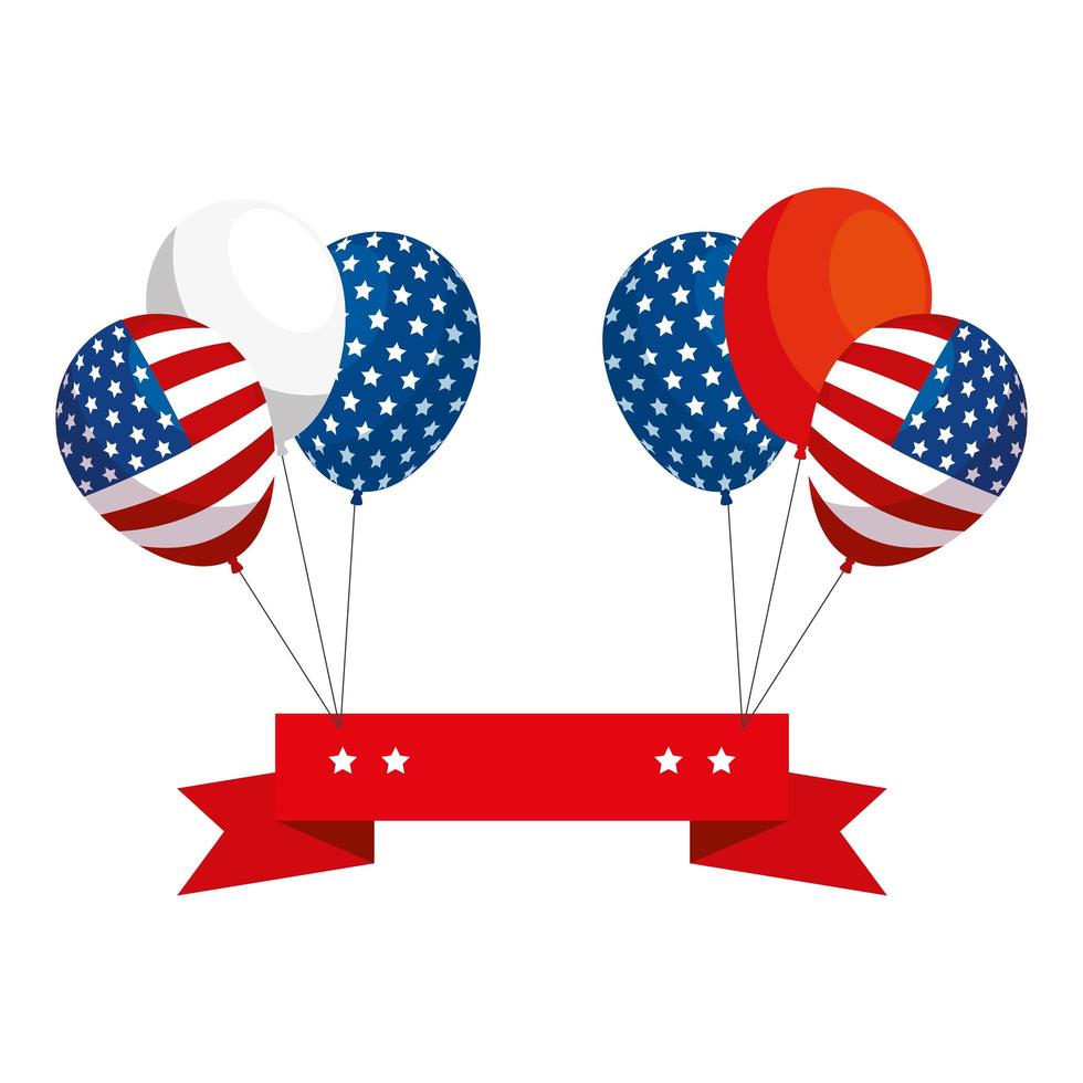 Globos de Estados Unidos aislados y diseño vectorial de cinta vector