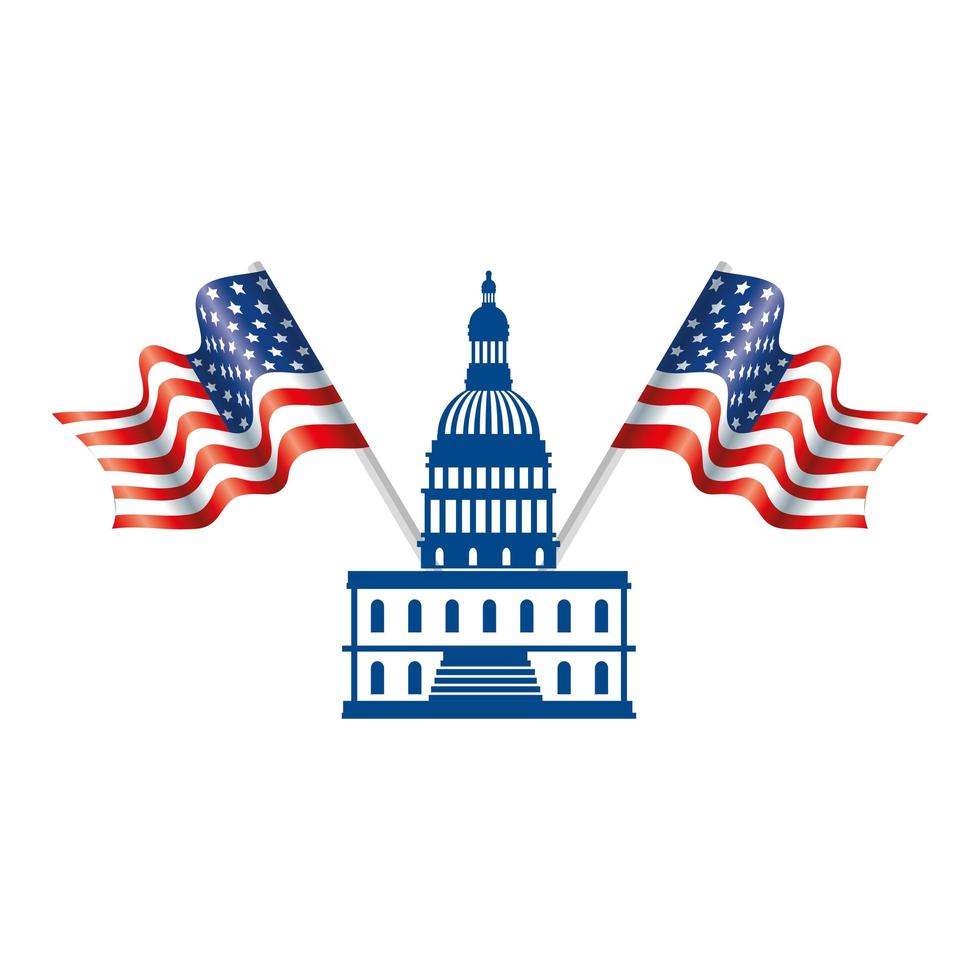 Isolated usa capitol and flags vector design