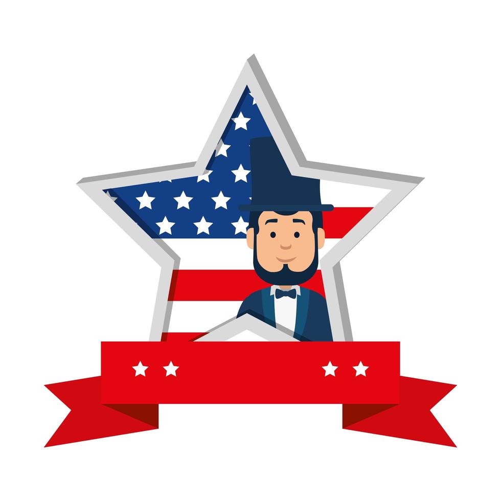 Isolated usa president man inside star vector design