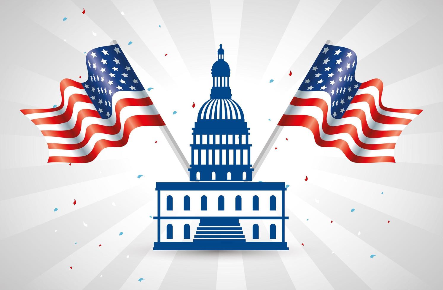 Usa flags and capitol vector design