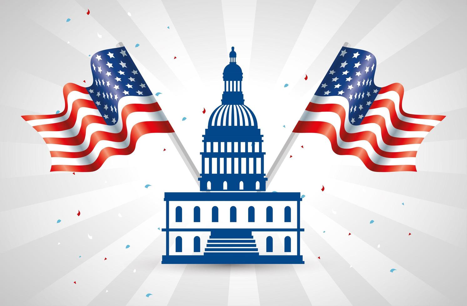 Usa flags and capitol vector design