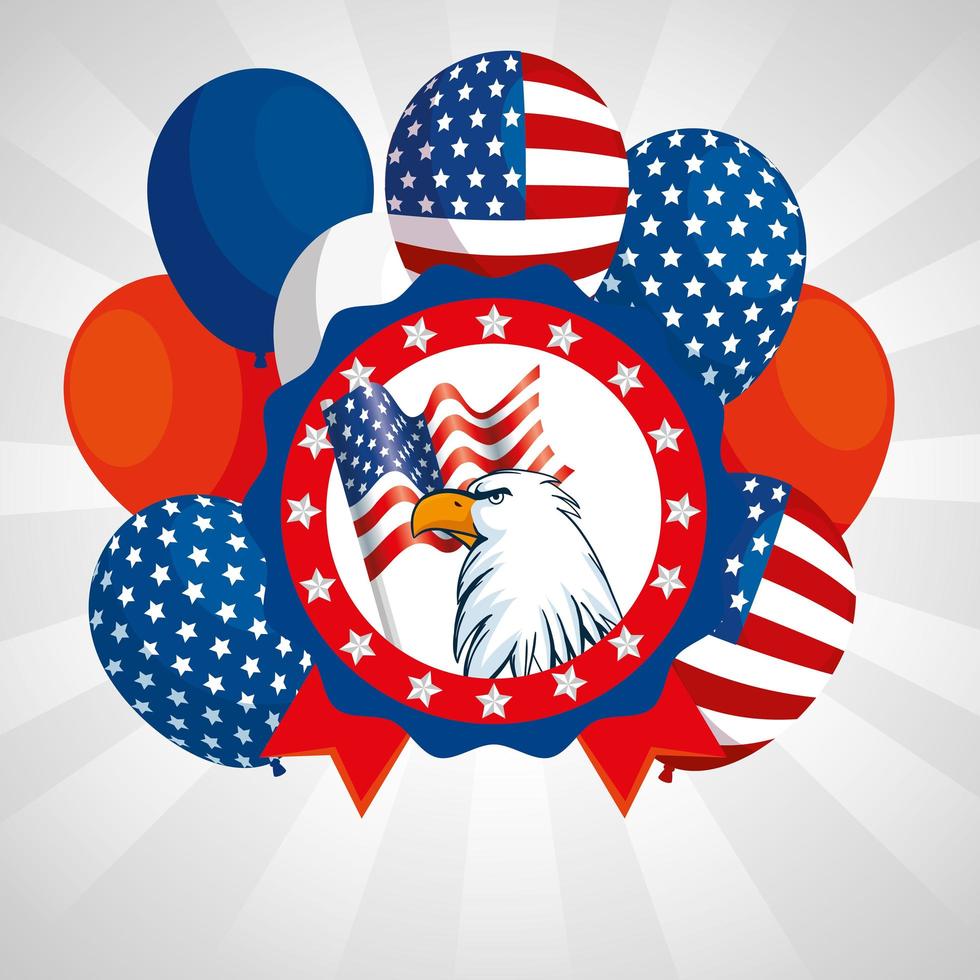 Eagle and balloons of usa happy presidents day vector design