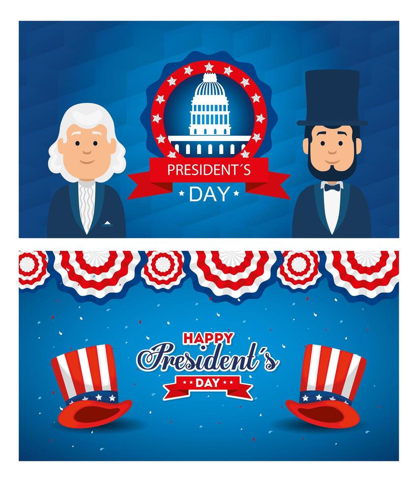 Men avatars cartoons of usa happy presidents day vector design