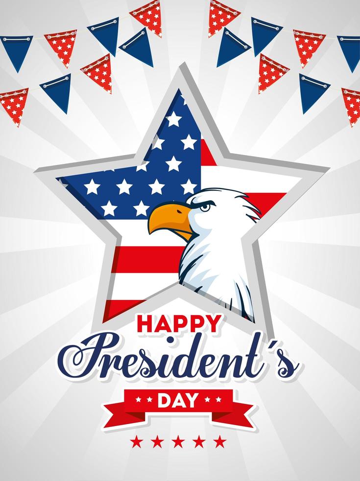 Eagle inside star of usa happy presidents day vector design