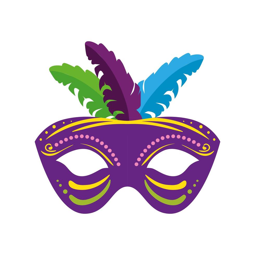 Máscara de mardi gras aislada con diseño vectorial de plumas vector