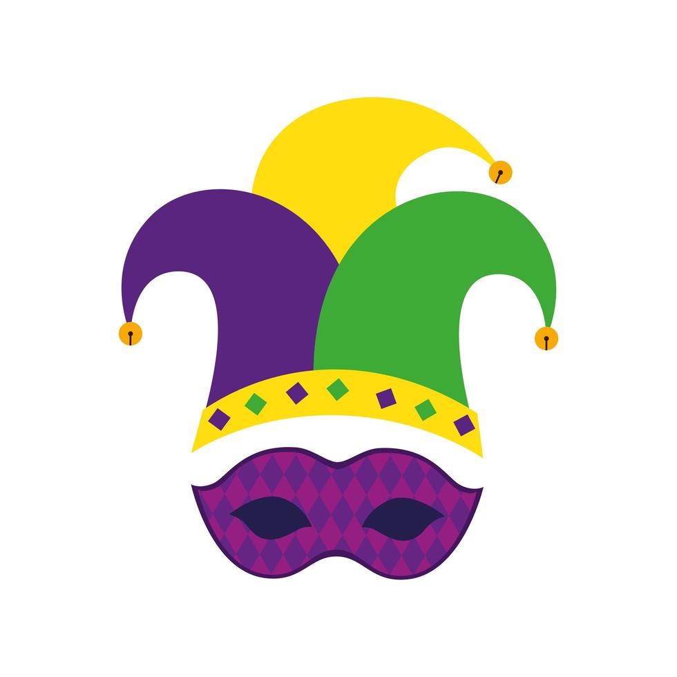 Máscara de mardi gras aislada y diseño de vector de sombrero