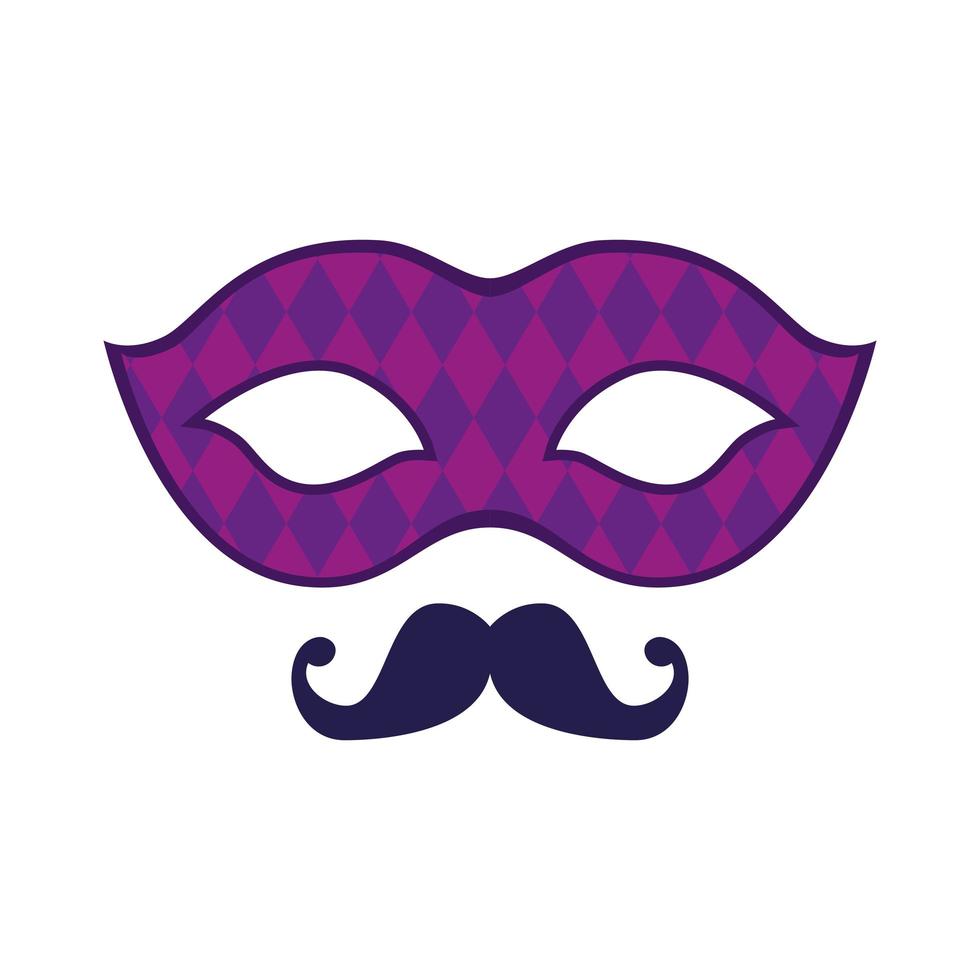 Isolated mardi gras mask and mustache vector design